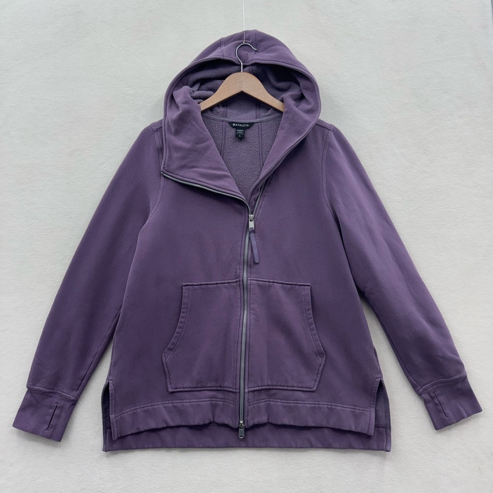 Athleta Women’s Large Cozy Karma Side Zip Funnel Neck Sweatshirt Purple